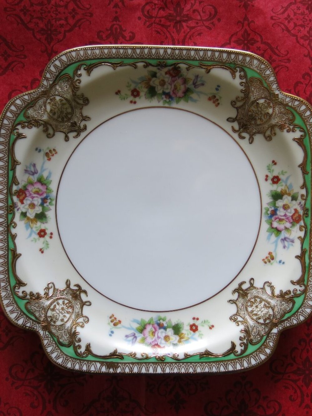Vintage Noritake Sabina Square Floral Gold Gilding Art Deco Dessert Plate
